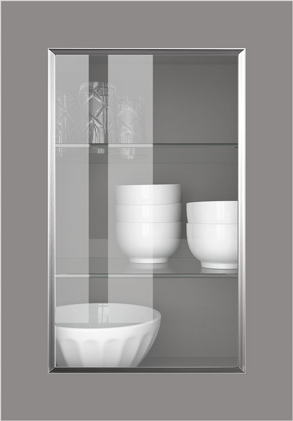 artego Küchen · Rahmenfront Edelstahl Klarglas