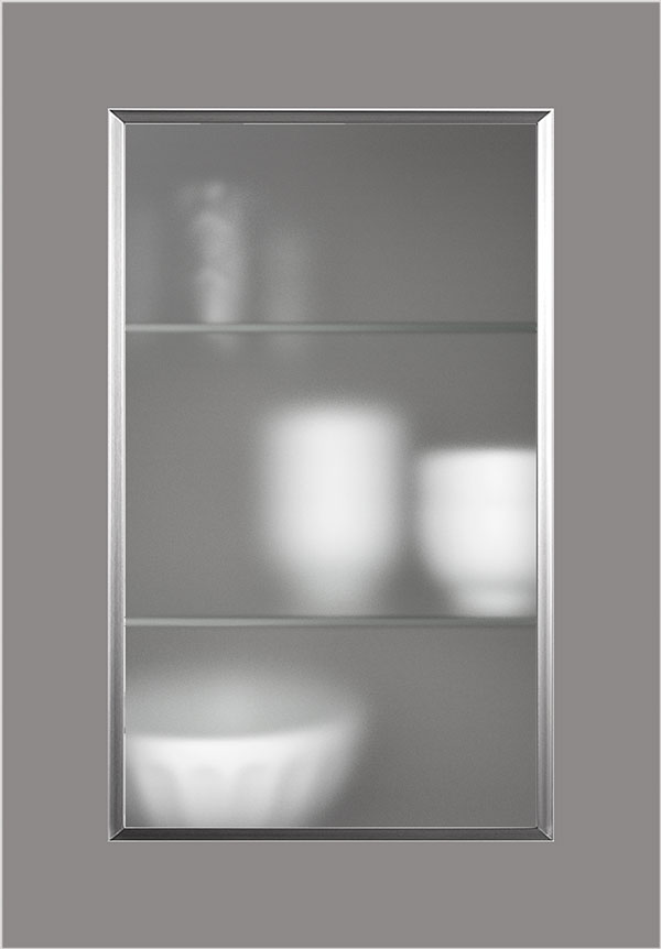artego Küchen · Rahmenfront Edelstahl Mattglas